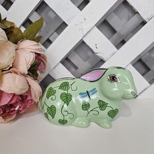 Vintage Lynn Chase Ceramic Bunny Handpainted Piggybank